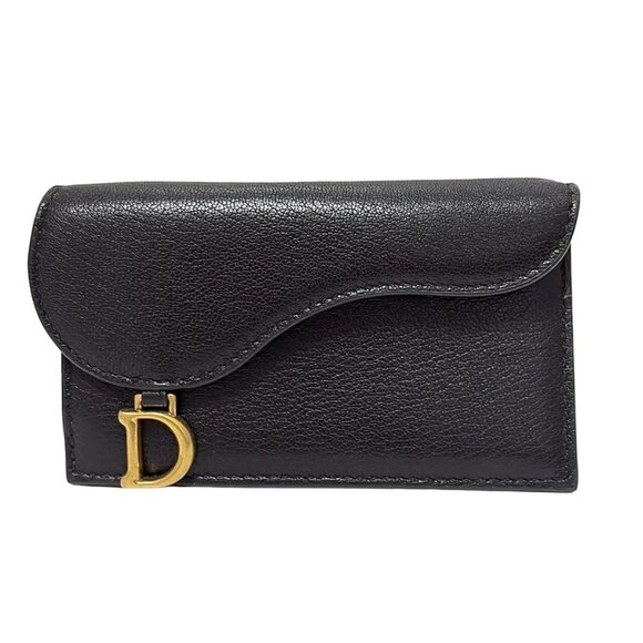 DIOR/ChristianDior Saddle - Black Leather Card Case 451-081825 - Picture 1 of 4